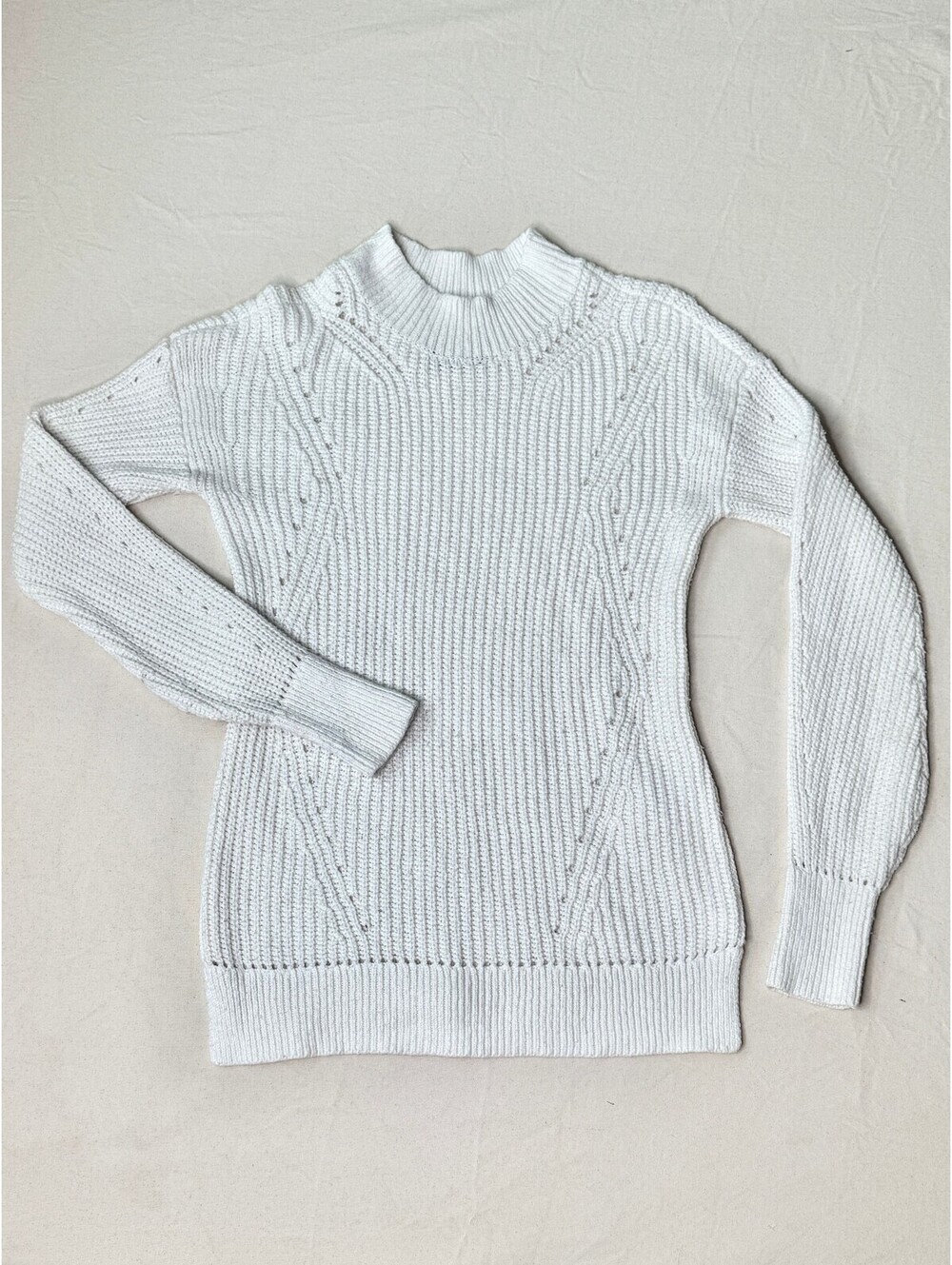Abercrombie & Fitch Cable Knit Mock Neck Sweater Cream Ivory Size S